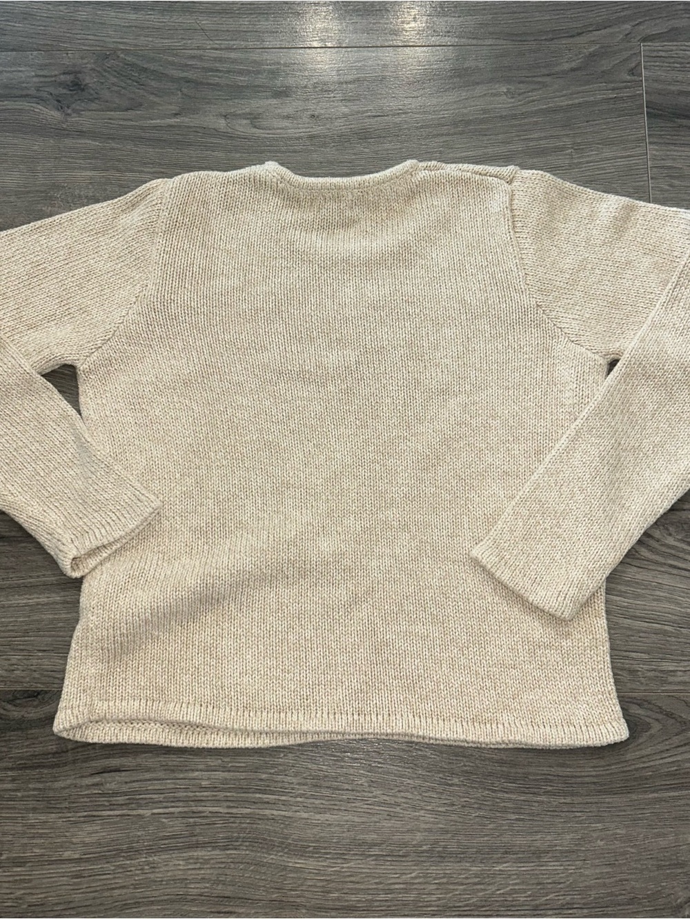 100% Cotton L.L. Bean Cream Knit Crewneck Sweater - Women's - Picture 6 of 7
